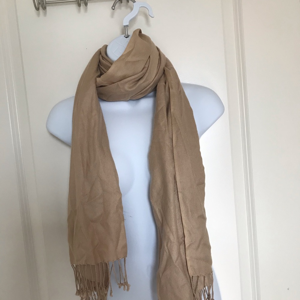 Tan tassel scarf